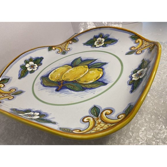 Tutta Ceramica Hand Painted Signed Serving Dish Italy Pottery Deruta Fruit - Picture 6 of 11